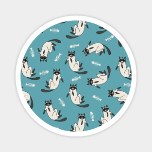 Fish Bone and Siamese Cat Pattern Magnet